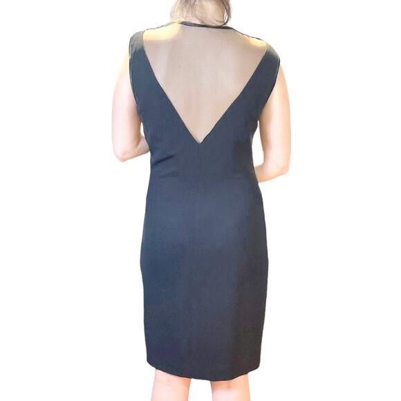 90s VINTAGE Black Sheer Mesh Panel Cutout Sleeveless Sheath Dress - Picture 6 of 7